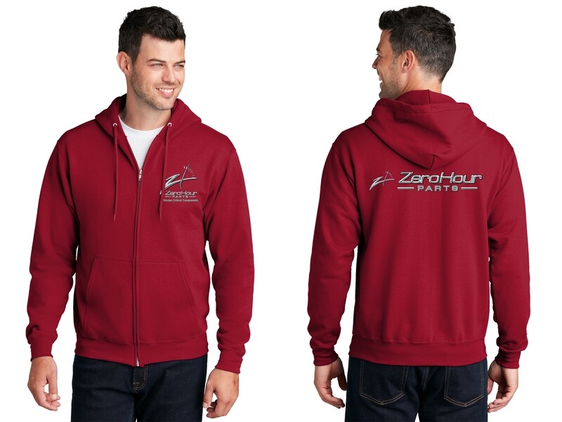 Unisex Core Fleece Full-Zip Hooded Sweatshirt - Red/Black/White/Athletic Heather