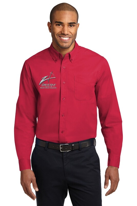 Men's Long Sleeve Easy Care Shirt - Red/Black/White