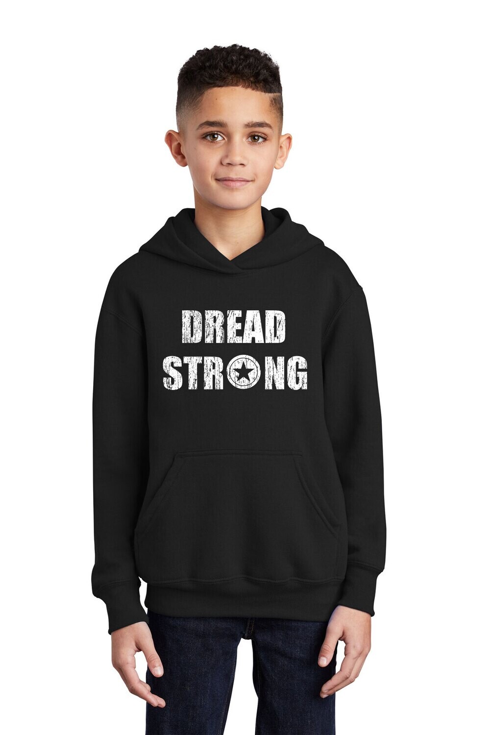 Youth Fleece Pullover Hooded Sweatshirt-Black/Maroon/Athletic Heather