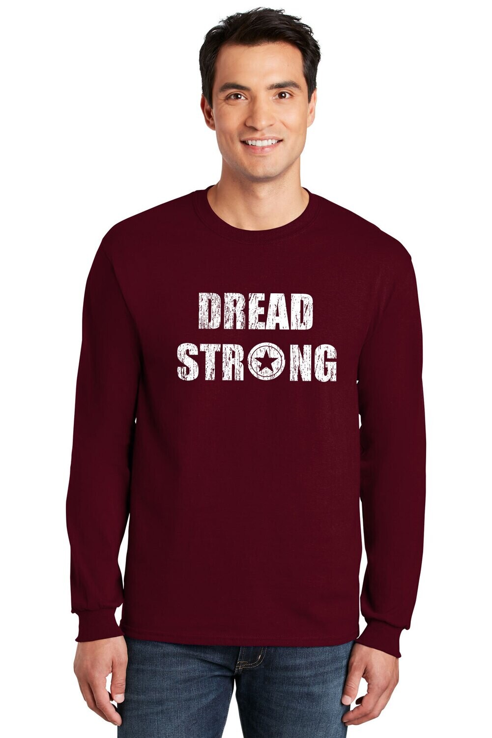 Adult Basic Cotton Long Sleeve T-Shirt-Maroon/Black/White