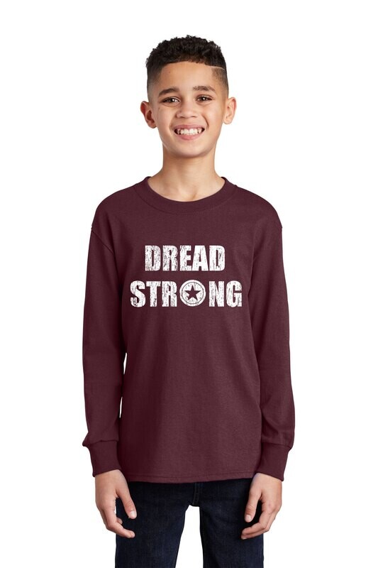 Youth Long Sleeve Cotton T-Shirt -Black/Maroon