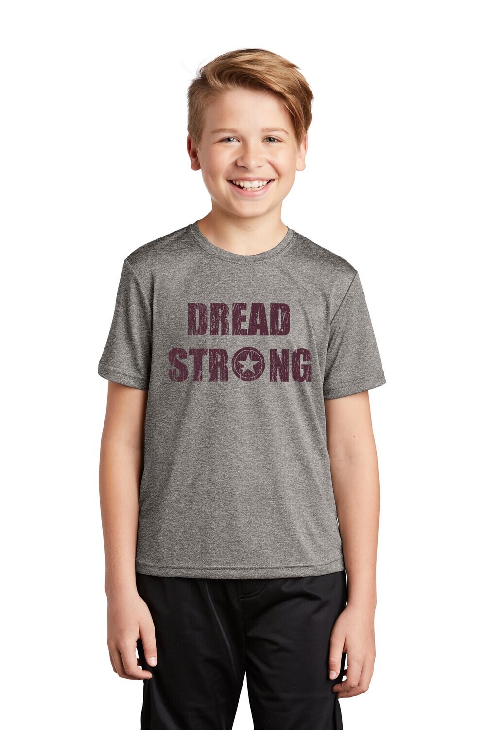 Youth Heathered Performance Short Sleeve T Shirt- Heather Grey