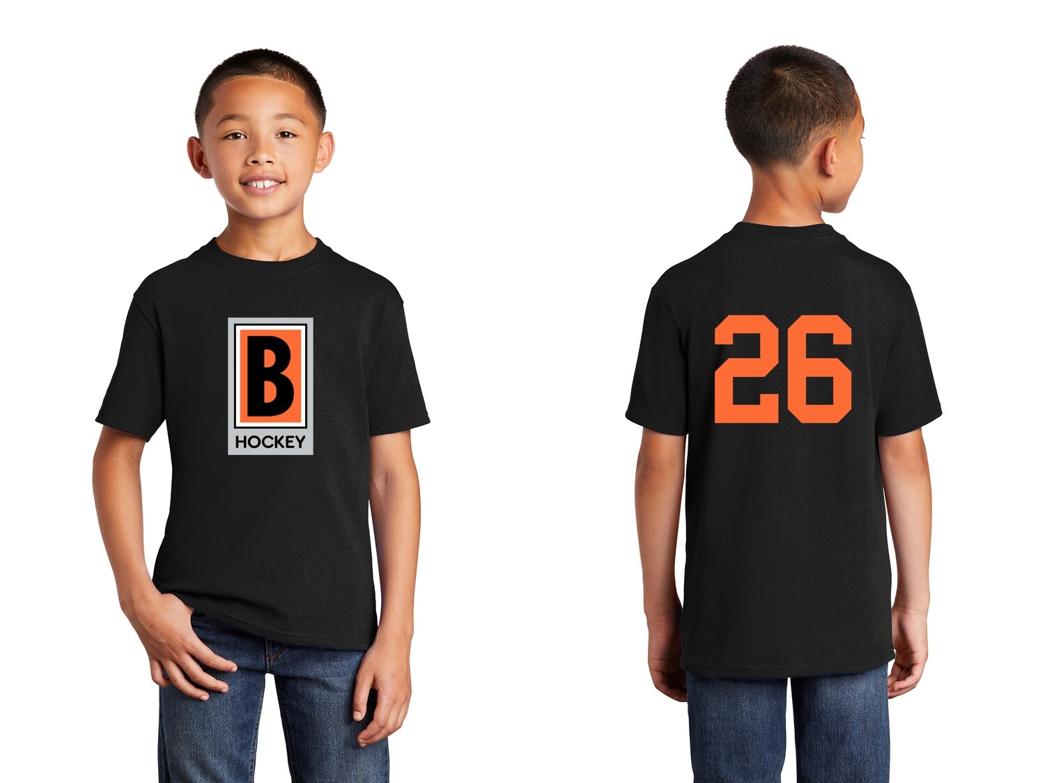 Youth Core Cotton Tee- Black/ Orange/ Graphite Heather Youth Core Cotton Tee- Black/ Orange/ Graphite Heather