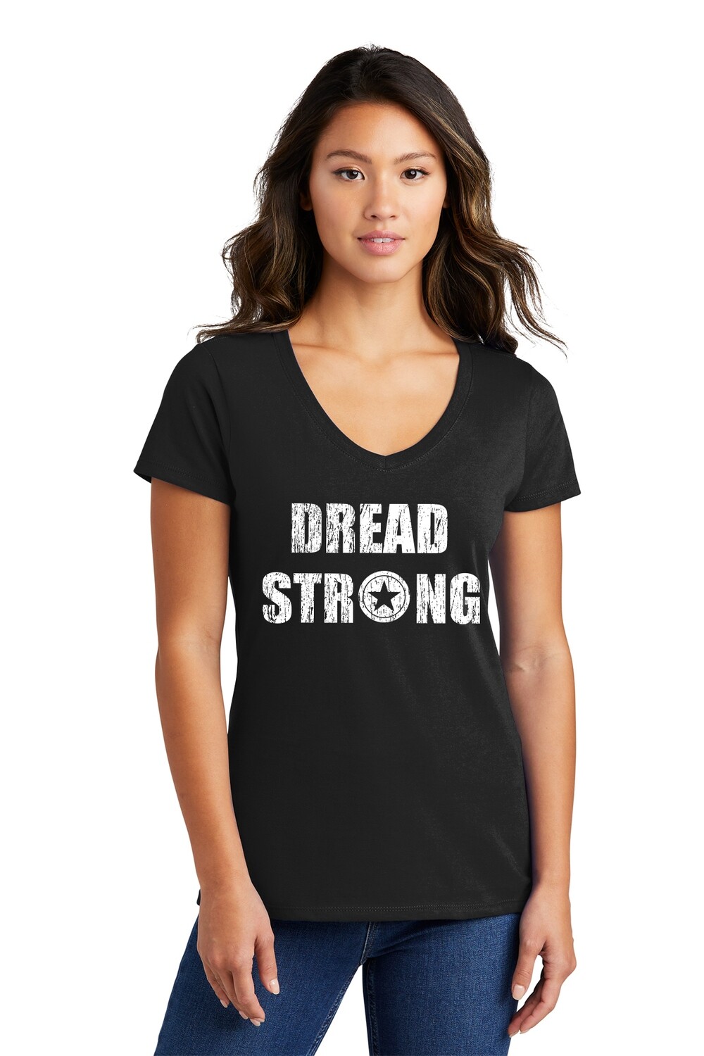 Ladies V-Neck Cotton Tee-Black/ Maroon/ Athletic Grey