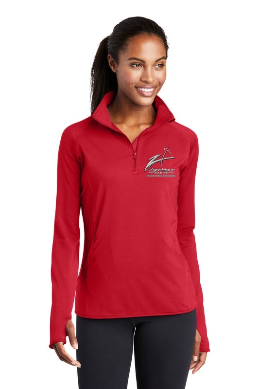 Ladies Stretch 1/2-Zip Pullover - Red/Black/White/Charcoal Grey Heather