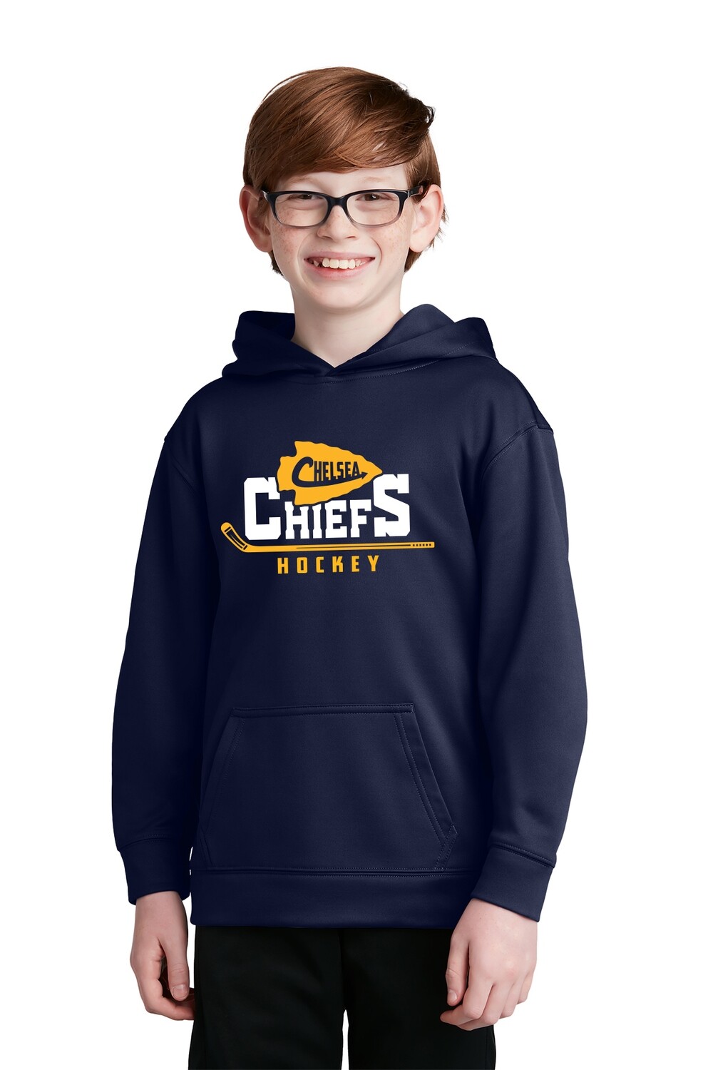 Youth Performance Fleece Hooded Pullover -Navy Youth Performance Fleece Hooded Pullover -Navy