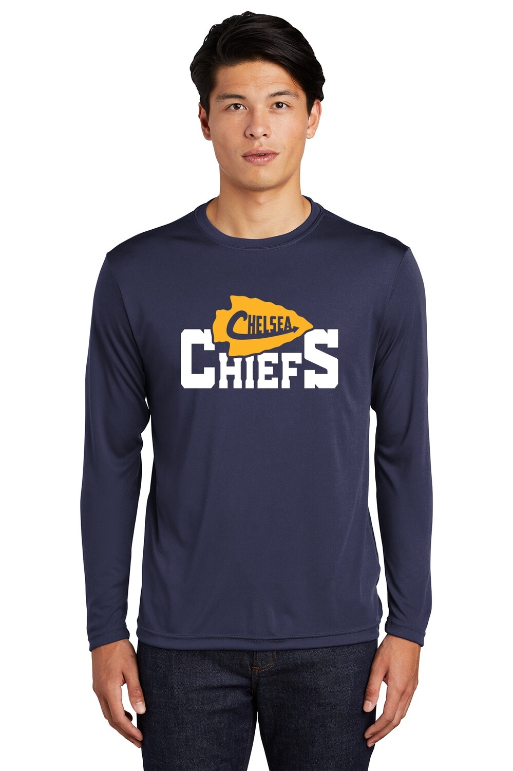 Adult Unisex Performance Long Sleeve Tee-Navy Adult Unisex Performance Long Sleeve Tee-Navy