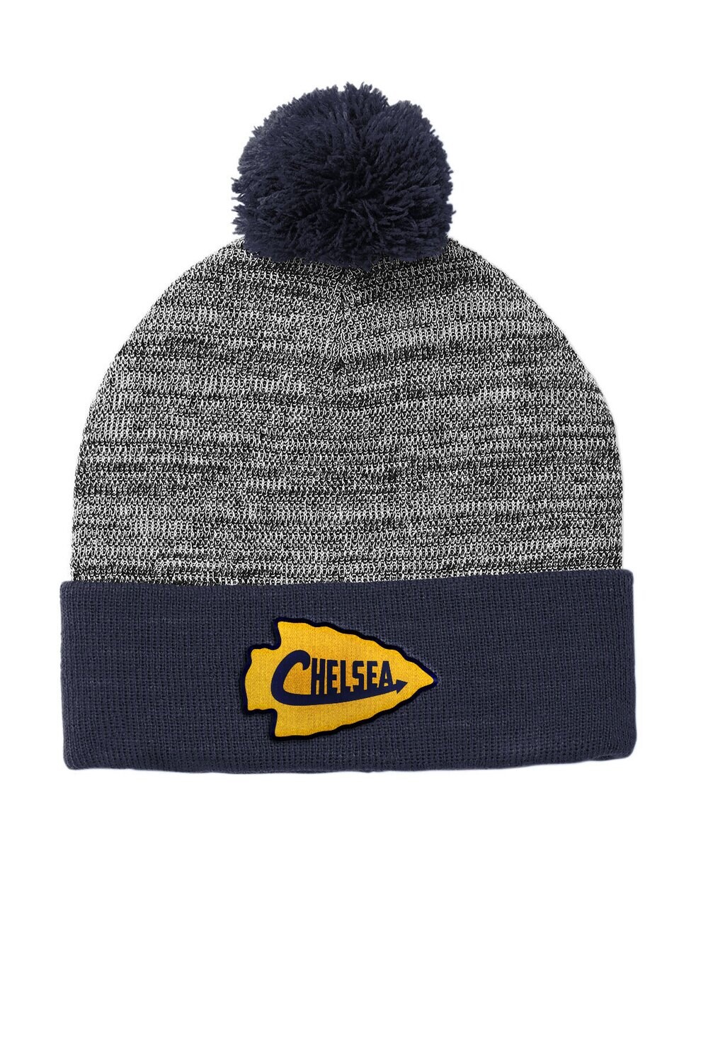 Heathered Pom Pom Beanie- Navy