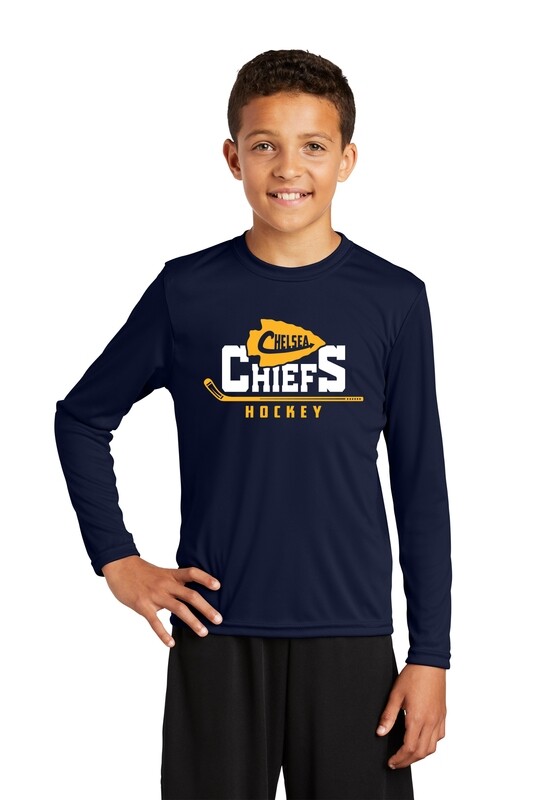 Youth Long Sleeve Performance Tee-Navy