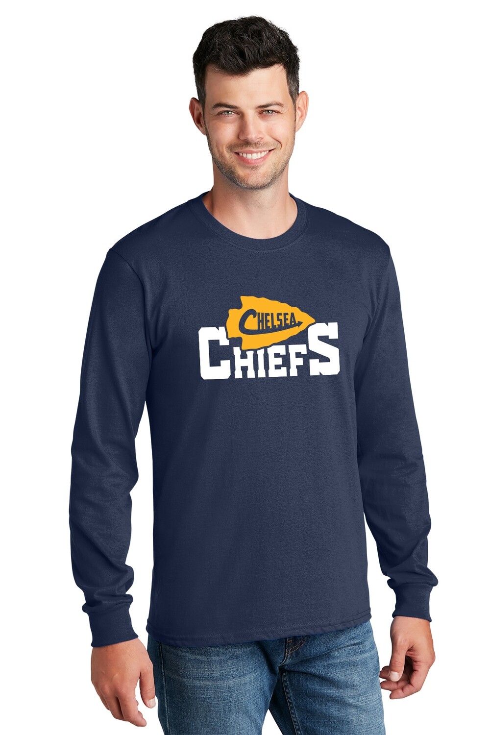 Unisex Long Sleeve Core Cotton Tee -Navy Unisex Long Sleeve Core Cotton Tee -Navy