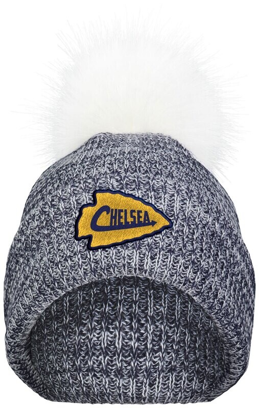 Faux Fur Pom Beanie-Navy