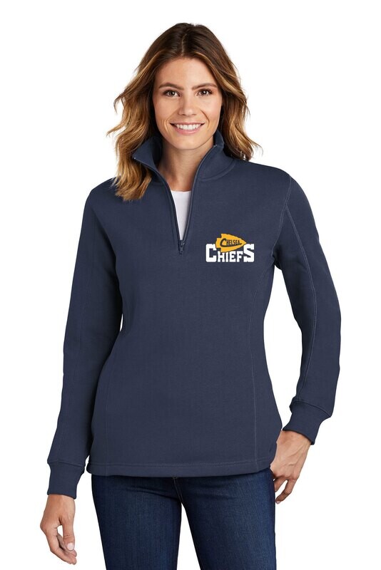 Ladies 1/4 Zip Sweatshirt- Navy
