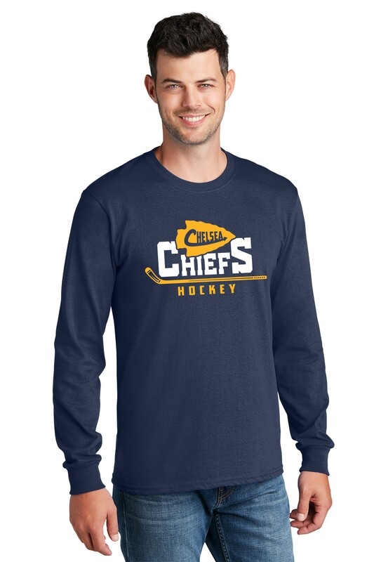 Unisex Long Sleeve Core Cotton Tee -Navy