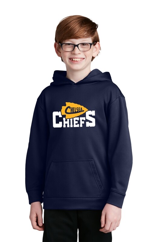 Youth Performance Fleece Hooded Pullover -Navy