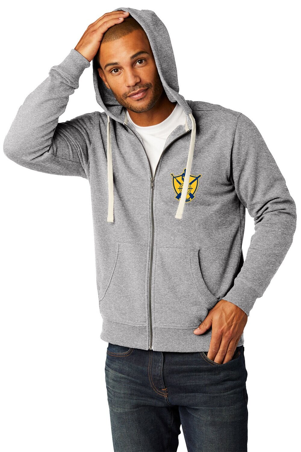Re-Fleece Full-Zip Hoodie-Heather Grey/Heather Navy Re-Fleece Full-Zip Hoodie-Heather Grey/Heather Navy