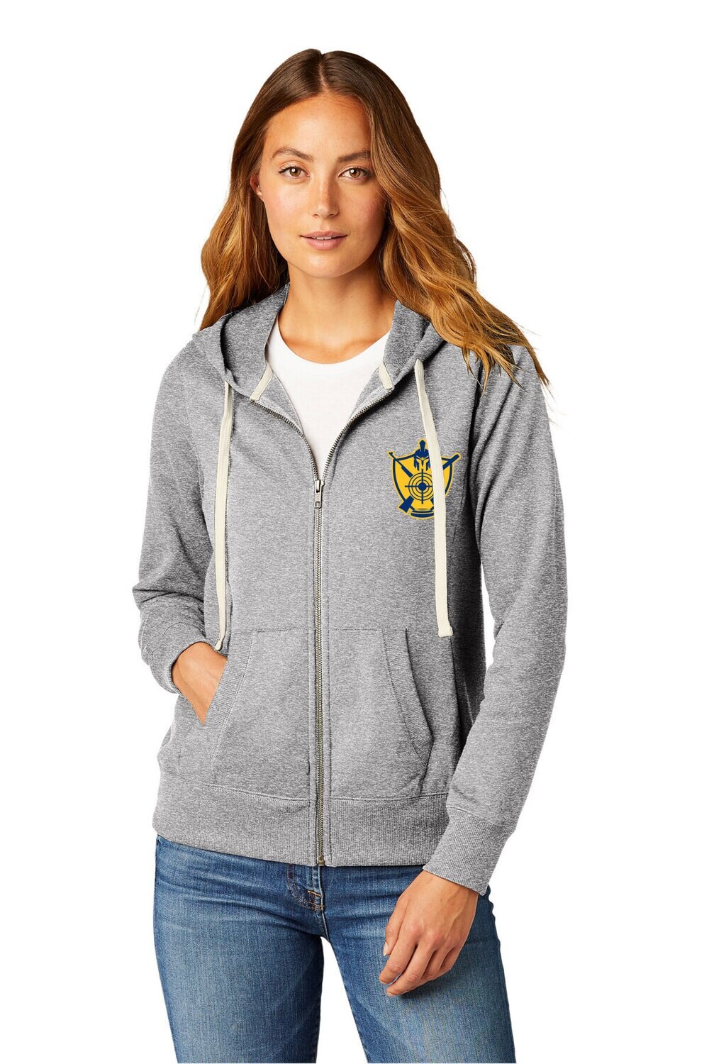 Women's Re-Fleece Full-Zip Hoodie-Heather Grey/Heather Navy Women's Re-Fleece Full-Zip Hoodie-Heather Grey/Heather Navy