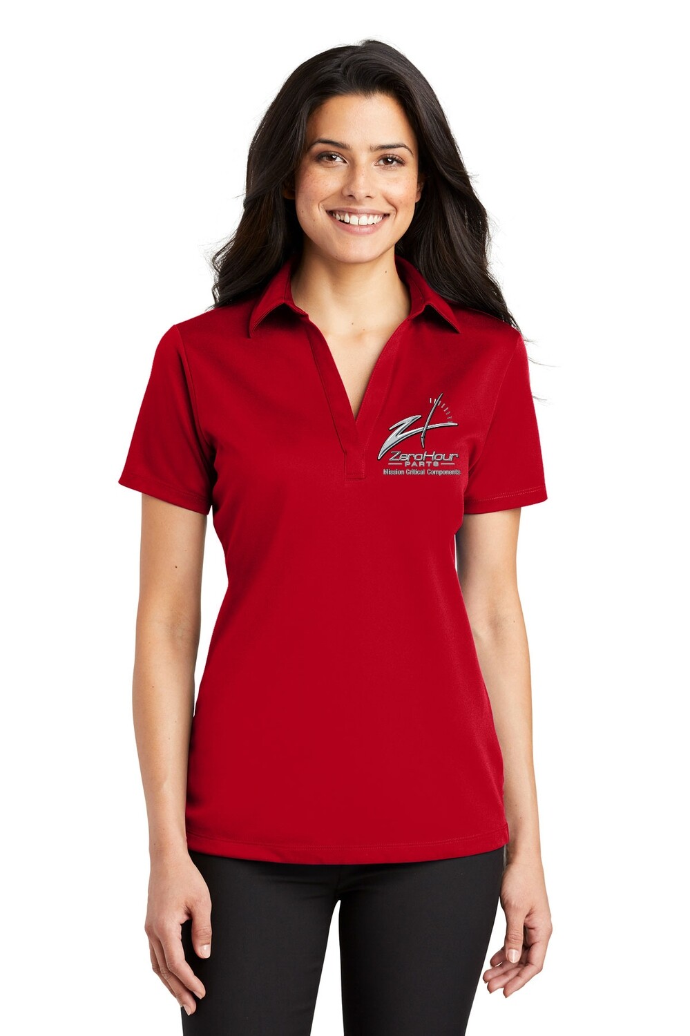 Ladies Silk Touch Performance Short Sleeve Polo - Red/Black/White