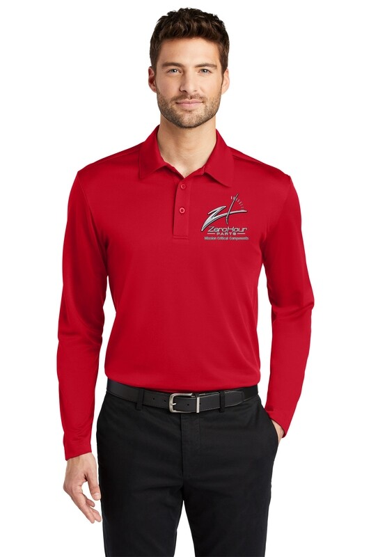Men's Silk Touch Long Sleeve Performance Polo - Red/Black/White