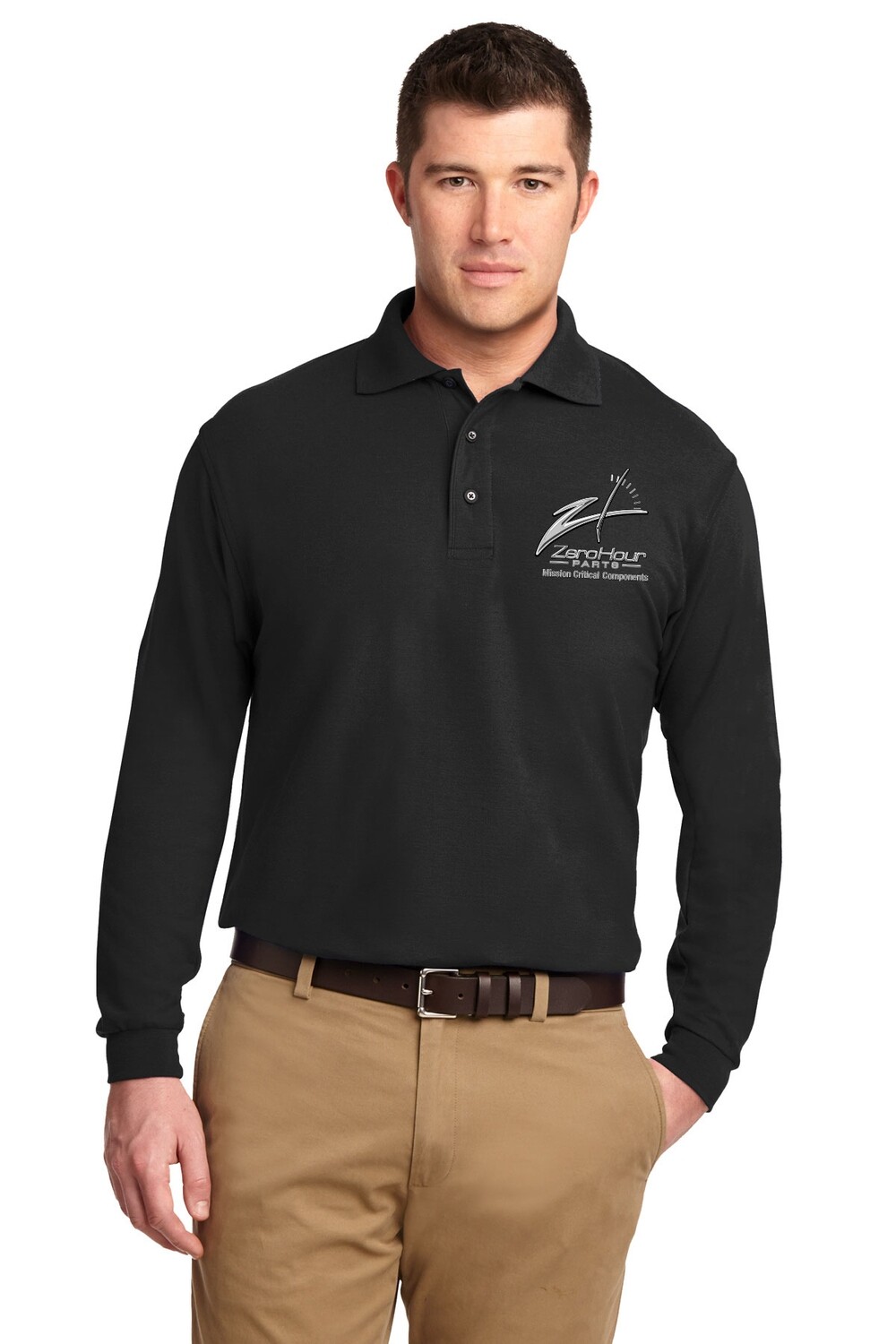 Men's Silk Touch Long Sleeve Polo - Red/Black/White/Cool Grey