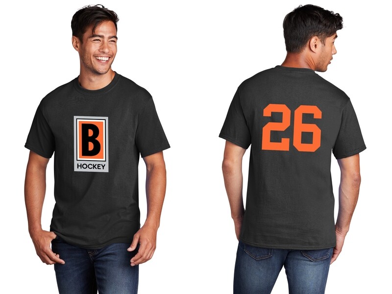 Unisex Core Cotton Tee - Black/ Charcoal/ Orange
