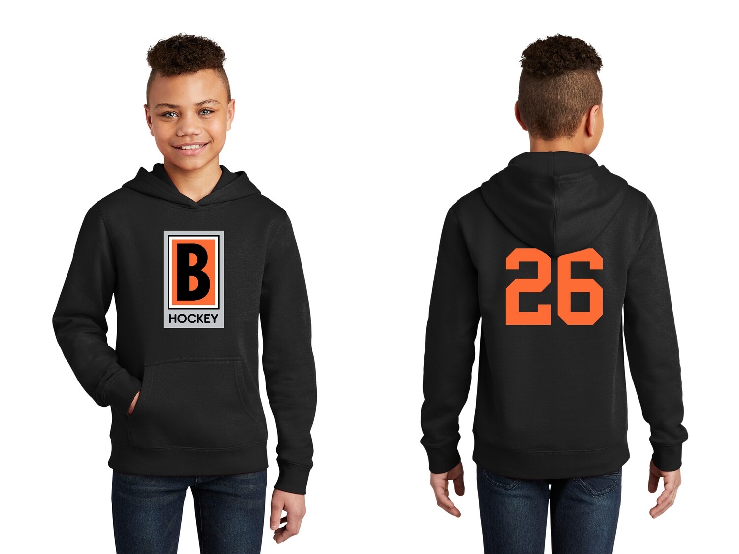 Youth District Fleece Hoodie-Black/ Heather Charcoal Youth District Fleece Hoodie-Black/ Heather Charcoal