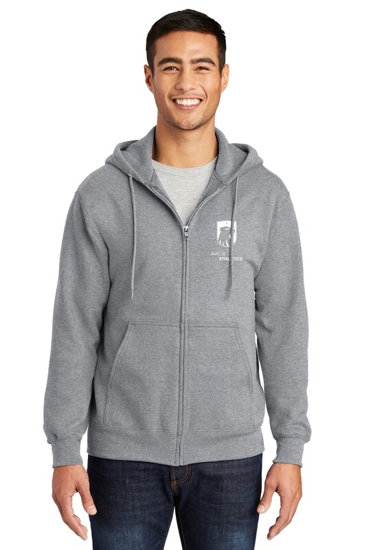 Fleece Full-Zip Hooded Sweatshirt- Grey, Black, Royal