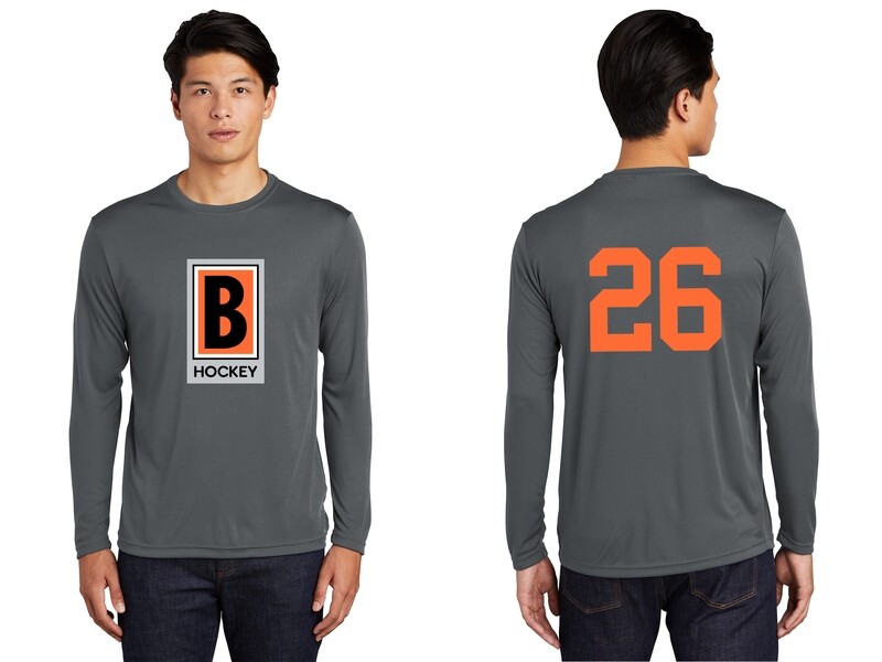 Adult Unisex Performance Long Sleeve Tee-Black/ Iron Grey