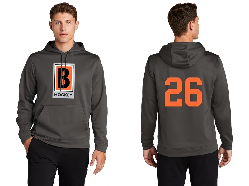 Adult Performance Pullover Hooded Sweatshirt -Black/ Dk Grey