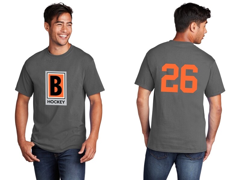 Unisex Core Cotton Tee - Black/ Charcoal/ Orange
