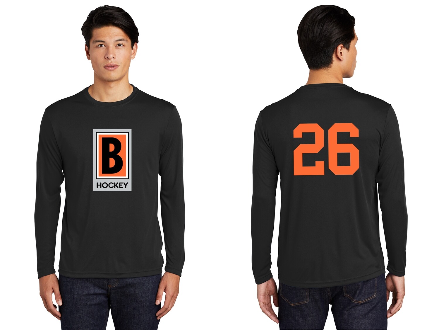 Adult Unisex Performance Long Sleeve Tee-Black/ Iron Grey