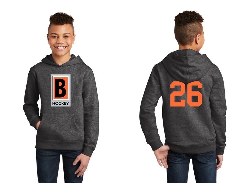 Youth District Fleece Hoodie-Black/ Heather Charcoal