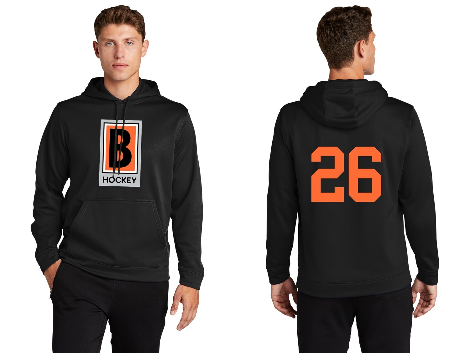 Adult Performance Pullover Hooded Sweatshirt -Black/ Dk Grey Adult Performance Pullover Hooded Sweatshirt -Black/ Dk Grey