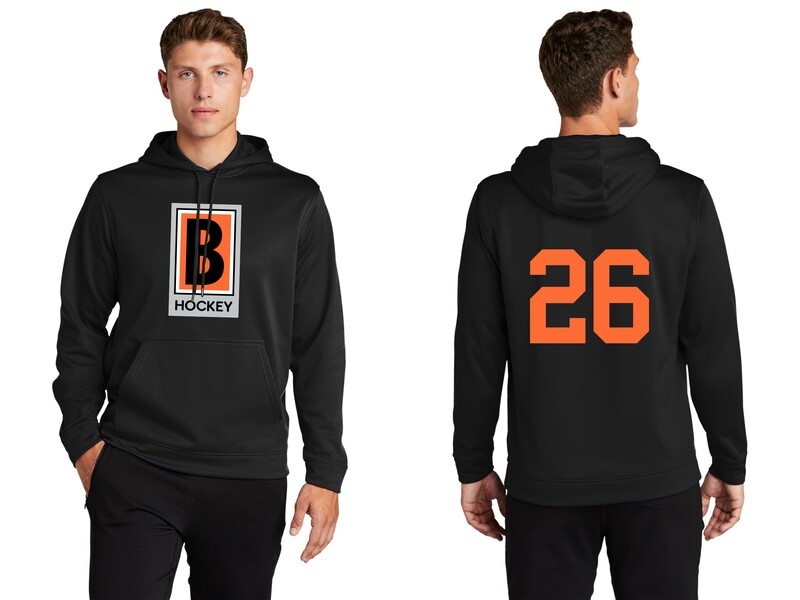 Adult Performance Pullover Hooded Sweatshirt -Black/ Dk Grey