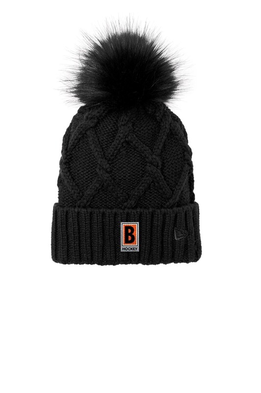 New Era Faux Fur Pom Beanie-Black