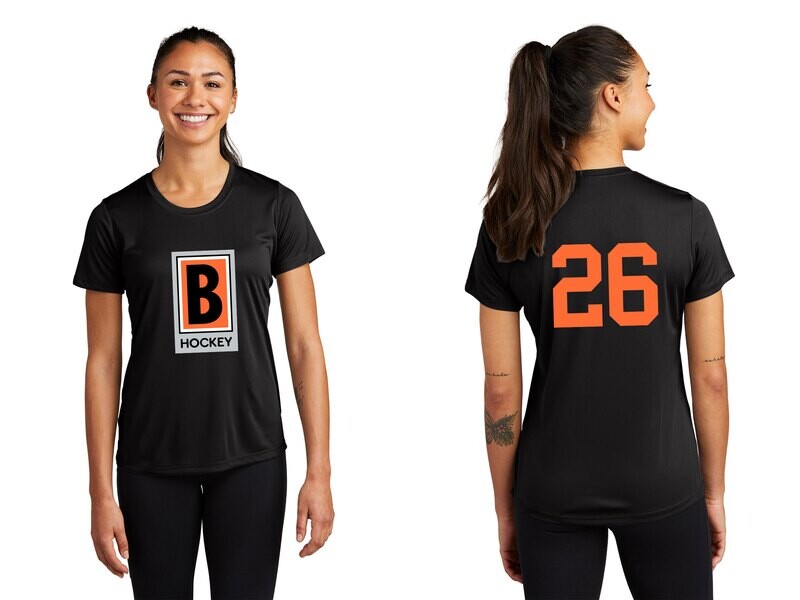 Ladies Performance Tee-Black/ Iron Grey