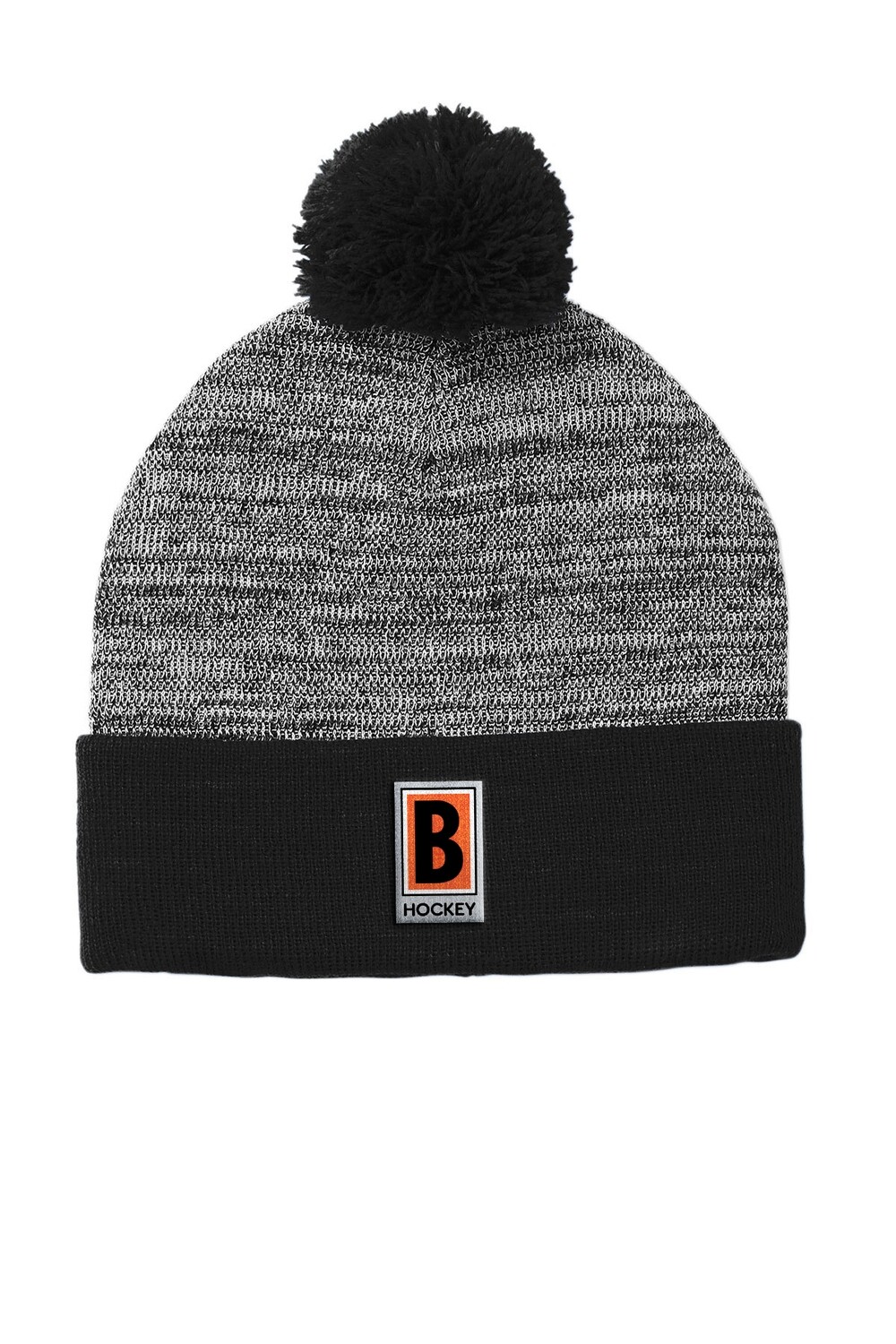 Heathered Pom Pom Beanie-Black