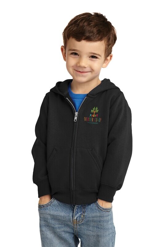 Toddler Fleece Full-Zip Hooded Sweatshirt- Black/ Navy