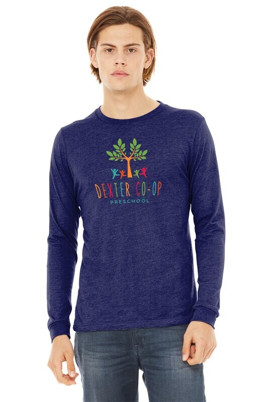 Unisex Triblend Full Color Long Sleeve Tee with Full Color Logo-Navy/Black