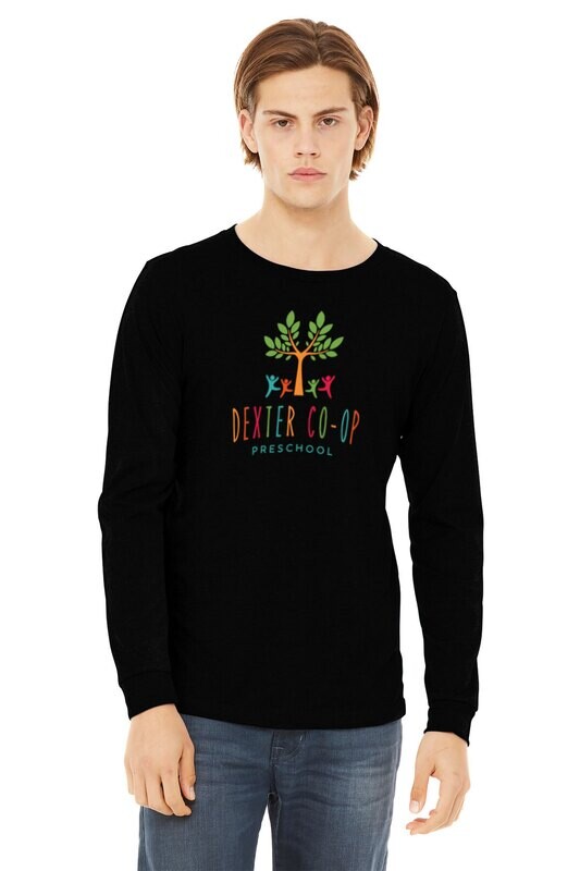 Unisex Triblend Full Color Long Sleeve Tee with Full Color Logo-Navy/Black
