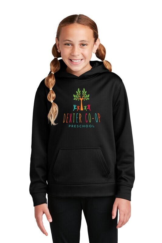Youth Performance Fleece Hooded Pullover -Navy/ Black