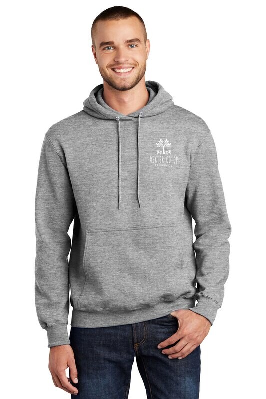 Unisex Fleece Pullover Hooded Sweatshirt-Heather Grey/Navy/ Black