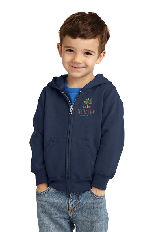 Toddler Fleece Full-Zip Hooded Sweatshirt- Black/ Navy