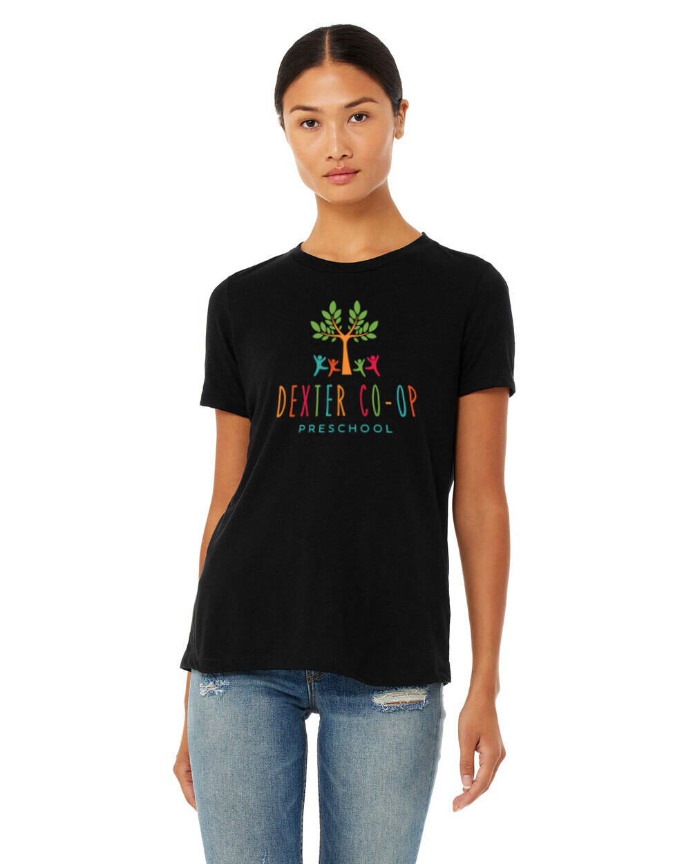 Ladies' Relaxed Triblend Full Color T-Shirt - Black/ Navy
