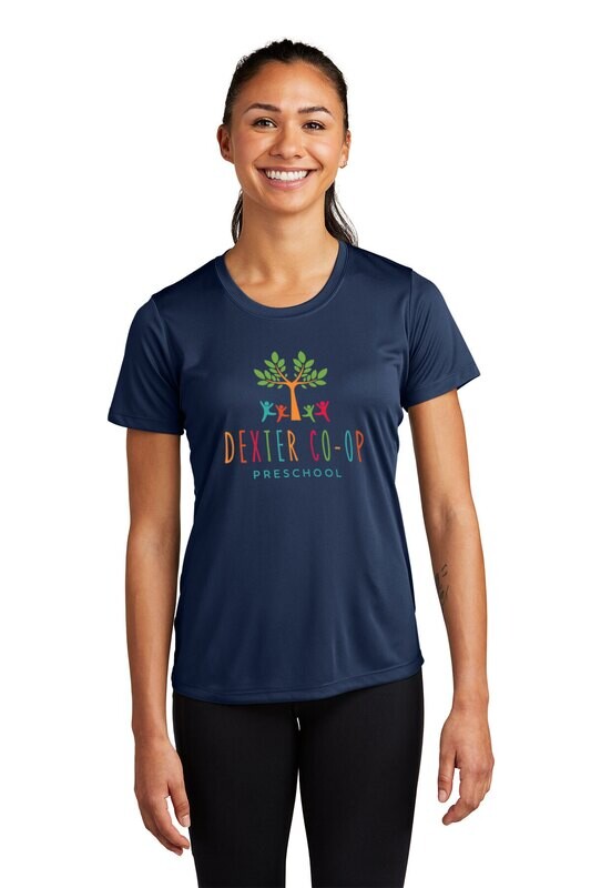 Ladies' Full Color Short Sleeve Performance Tee - Black/Navy