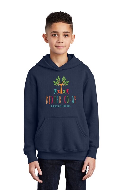 Youth Fleece Pullover Hooded Sweatshirt -  Navy, Black