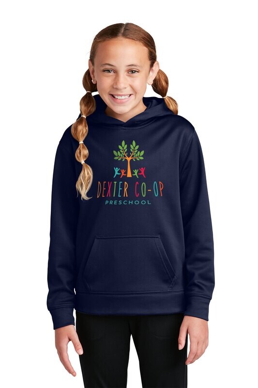 Youth Performance Fleece Hooded Pullover -Navy/ Black