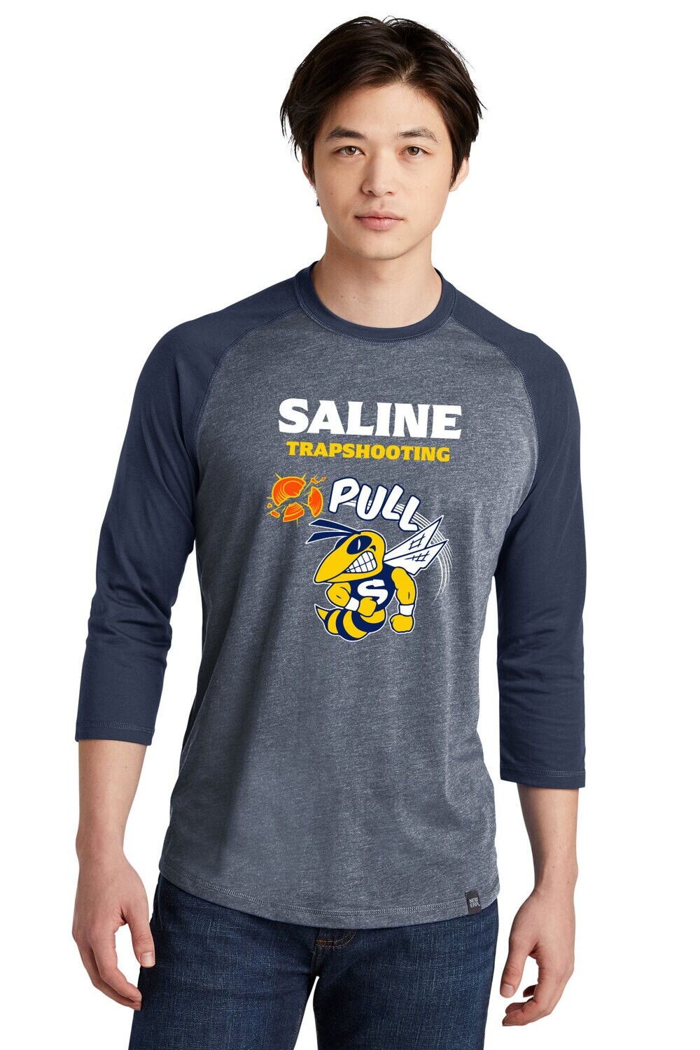 Heritage Blend 3/4 sleeve Baseball Tee- Navy/ Navy Twist