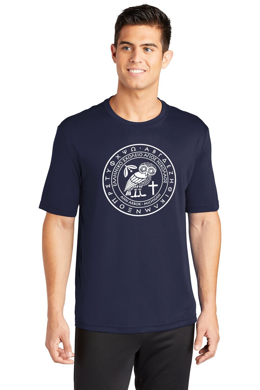 Adult Unisex Performance Tee: Navy/ White Adult Unisex Performance Tee: Navy/ White
