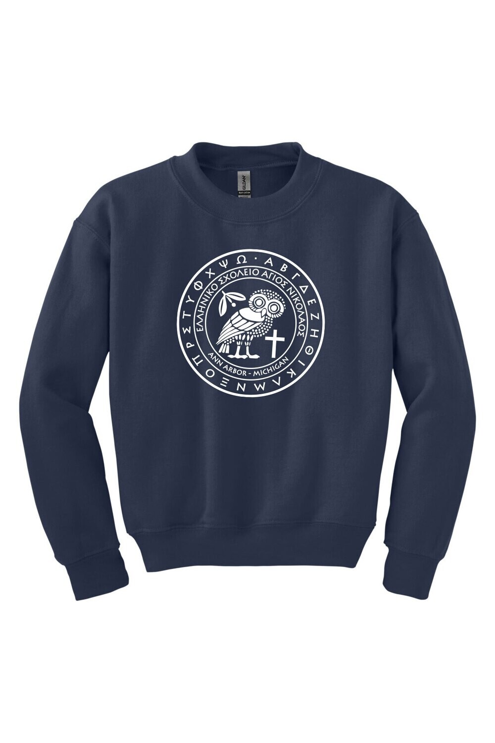 Youth Heavy Blend Crew Neck Sweatshirt-Navy/White