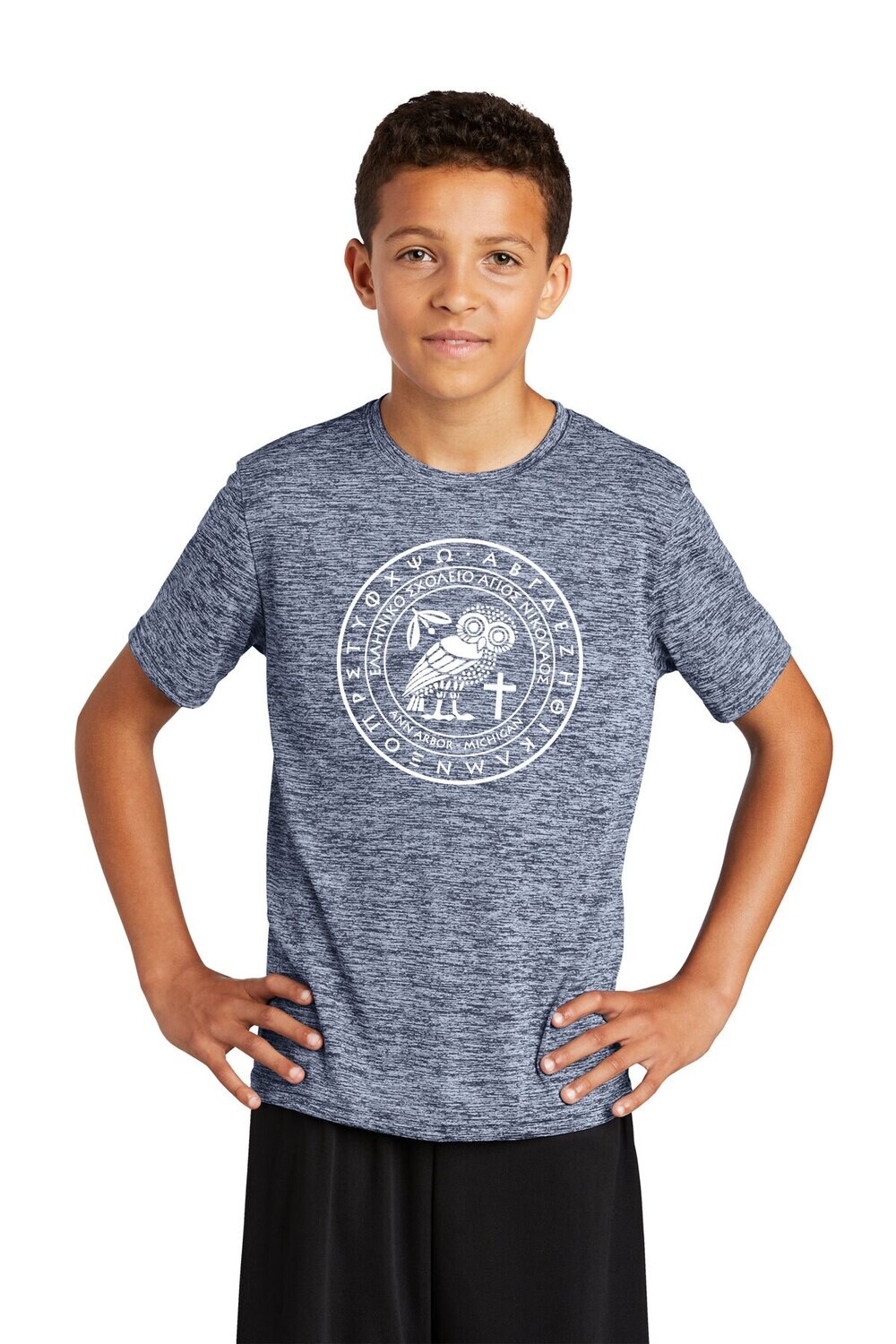 Youth Electric Heather Tee-Navy